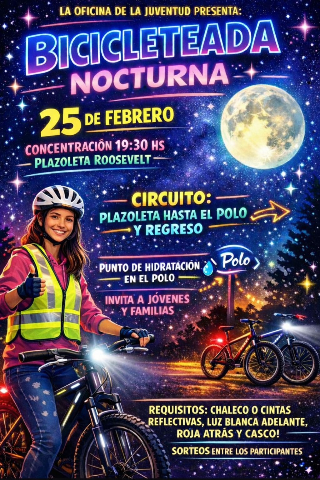 Oficina de la Juventud presenta la Primera Bicicleteada Nocturna