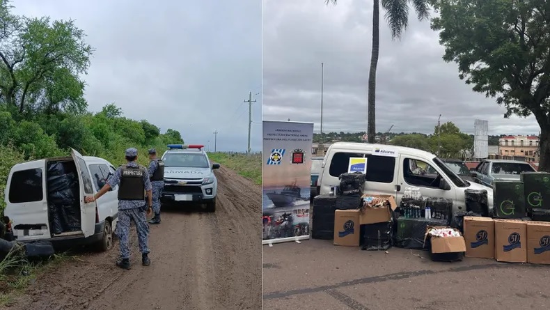 Cigarrillos, cremas y desodorantes:  incautan camioneta con 21 bultos de  mercadería de contrabando en Salto