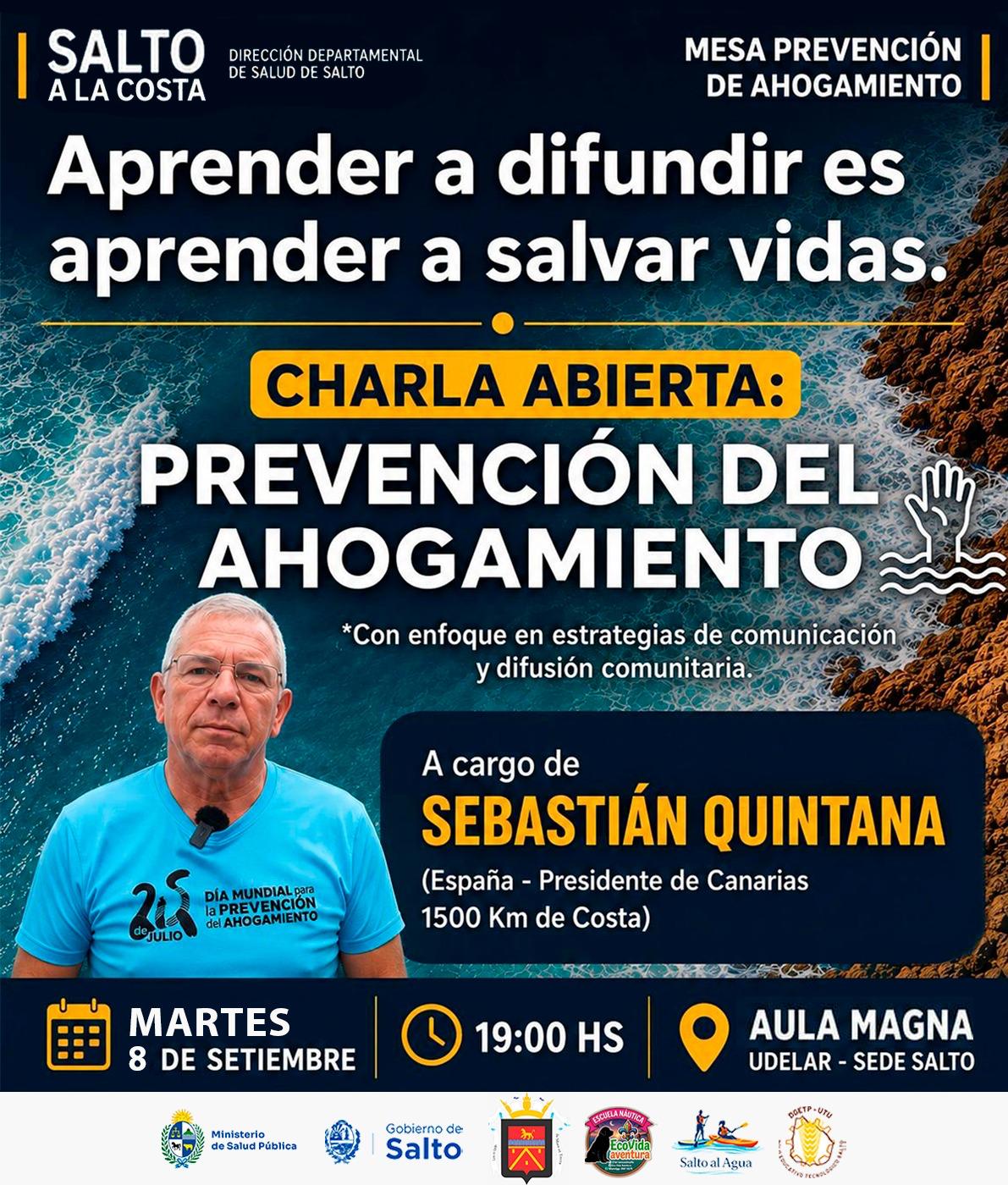 Charla abierta de prevención  de ahogamientos y seguridad acuática será el 8 de septiembre 