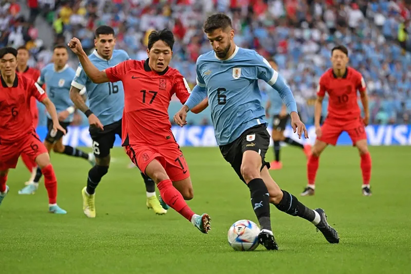 Bentancur en el amistoso de 2023, con triunfo celeste por 1-0.