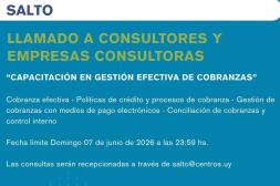 Abren convocatoria en Salto para  especialistas en gestión de cobranzas